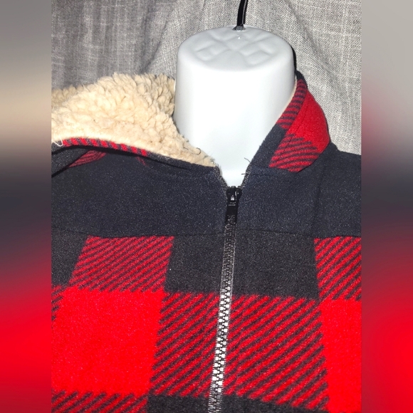 🌼3 for 30🌼 Boys 18, Women's S Red Plaid Sherpa Hooded Pajamas Onesie - Picture 3 of 4